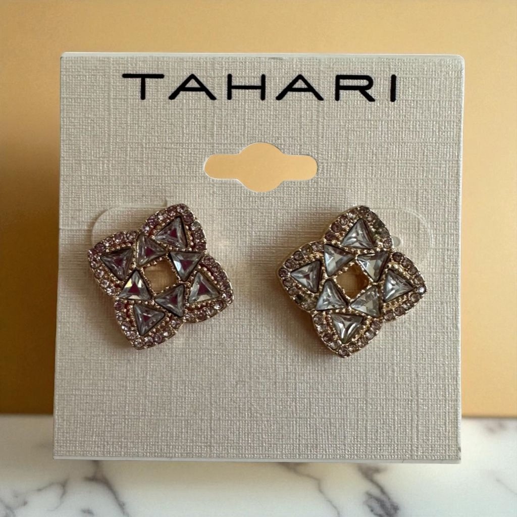 Tahari Antiqued Jewel Stud Earrings New New Never Worn